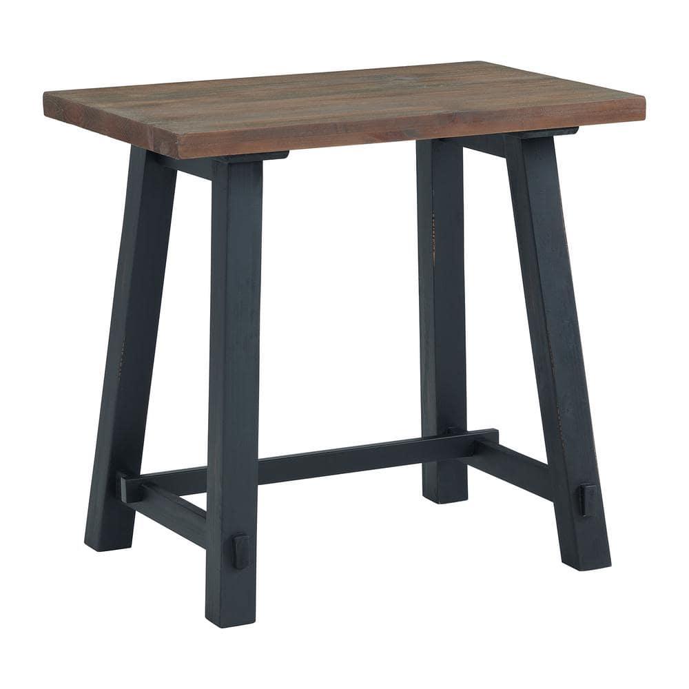 32" Small Adam Solid Wood Desk Rustic Natural - Alaterre Furniture: Industrial Sawhorse Leg, Pine Surface