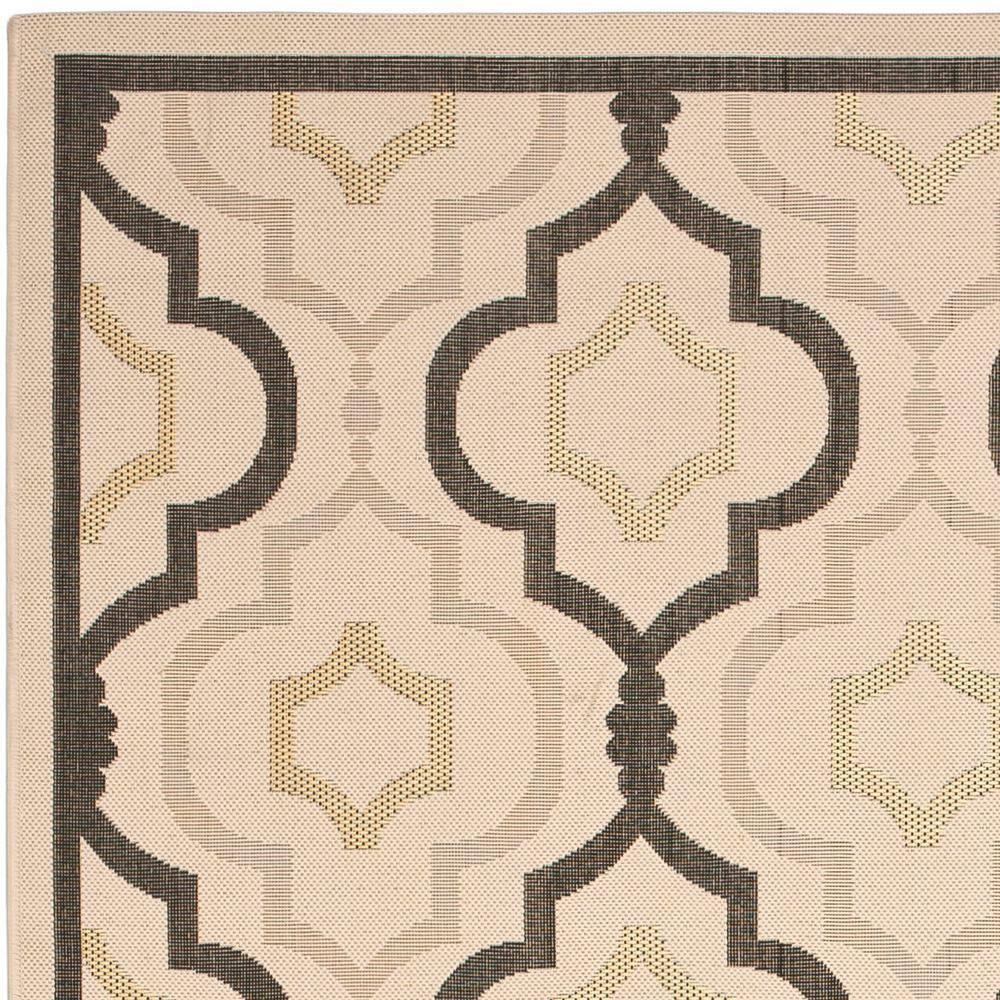 SAFAVIEH Courtyard Nina Geometric Trellis Indoor/Outdoor Area Rug, Beige Black/Yellow, 9' x 12'