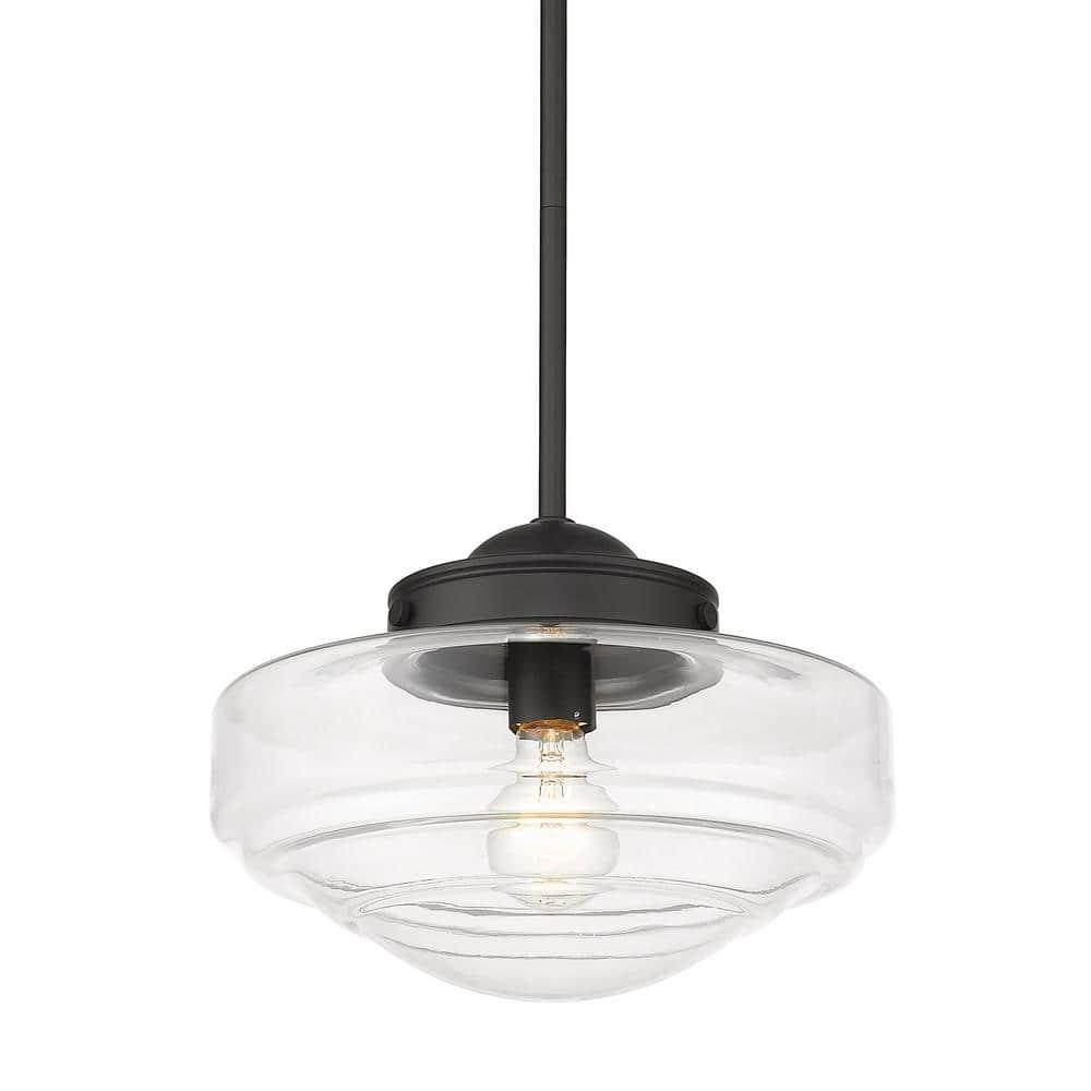 Golden Lighting Ingalls 1-Light Pendant in Matte Black with Clear Glass