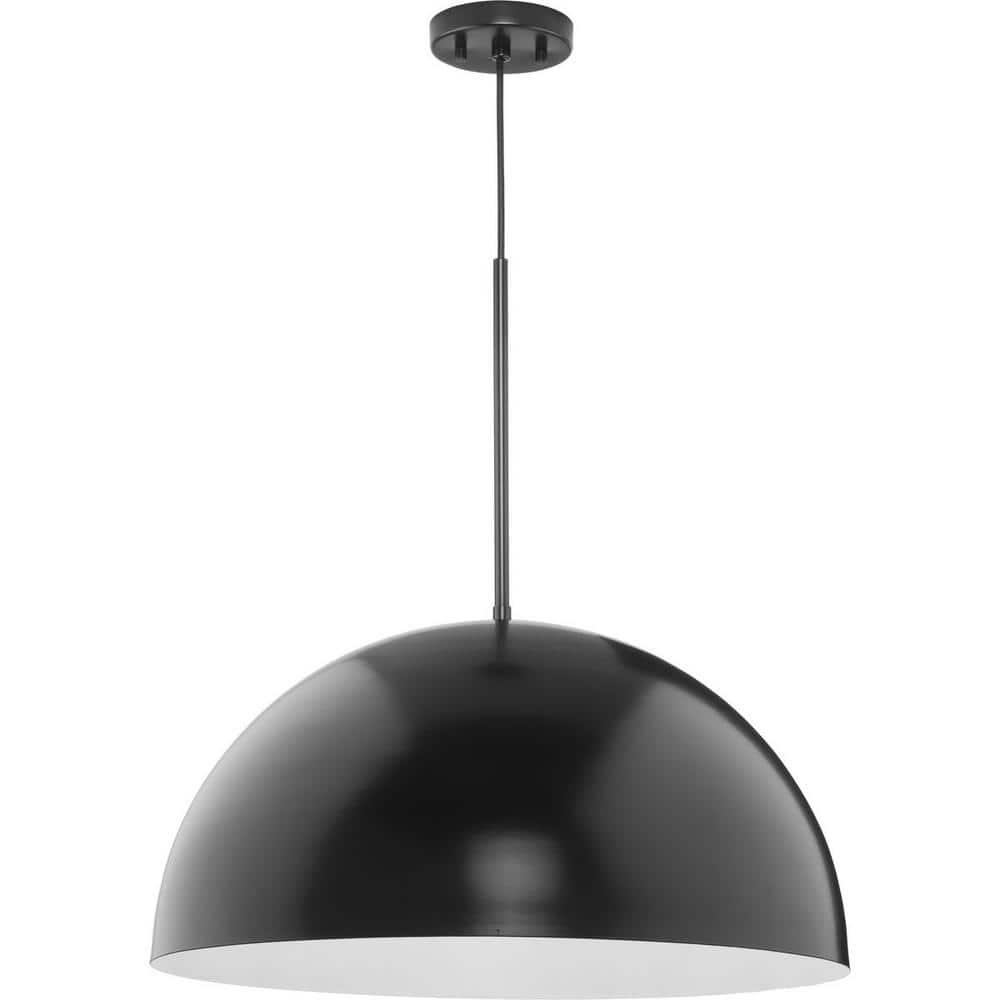 Progress Lighting, Perimeter, 1-Light Pendant, Matte Black, White Interior Shade