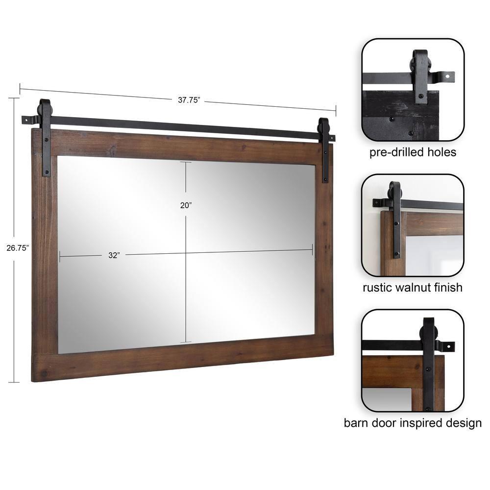 Kate and Laurel Cates Wood Rectangle Mirror, 38x27, Walnut Brown