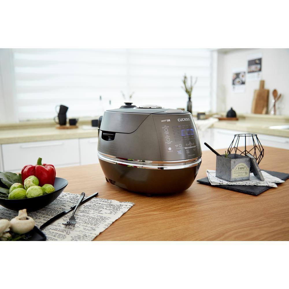 CUCKOO 6-Cup Induction Heating Pressure Rice Cooker with Nonstick Inner Pot, 21 Menu Modes, Fuzzy Logic Tech, 3 Voice Guide, Auto Clean (Dark Grey) CRP-DHSR0609FD