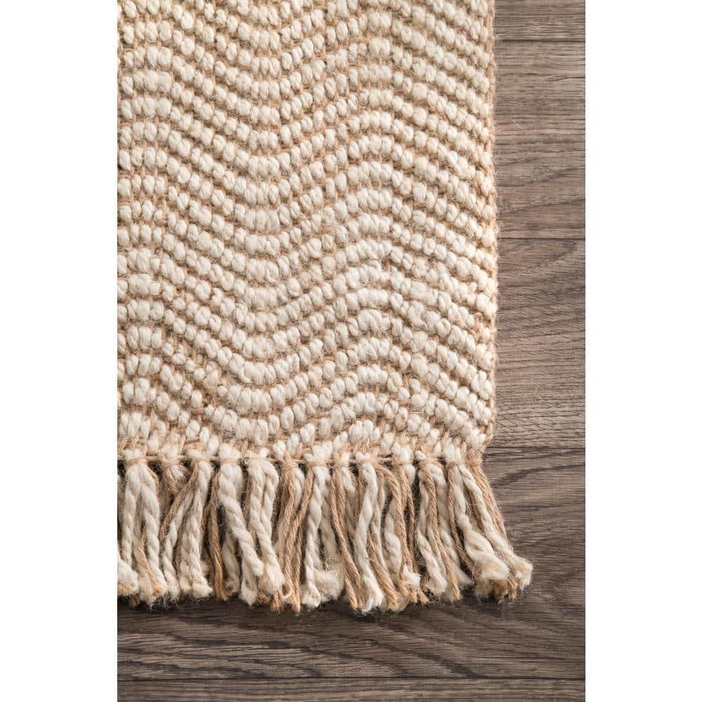3'x5' Hand Woven Don Jute with Fringe Area Rug Brown - nuLOOM: Indoor Low Pile Rectangle, Stripe Pattern, Spot Clean