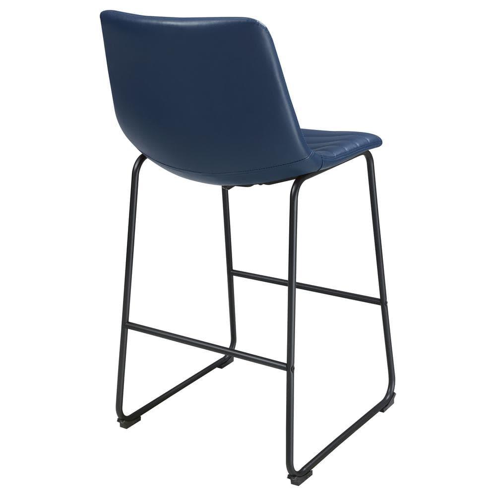 Coaster Zuni Rustic Faux Leather Upholstered Bar Chair in Blue
