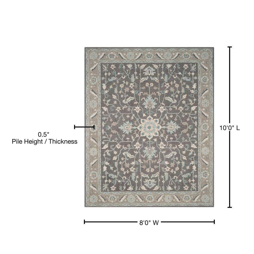 Blossom BLM217 Hand Tufted Area Rug - Dark Grey/Light Brown - 8'x10' - Safavieh.