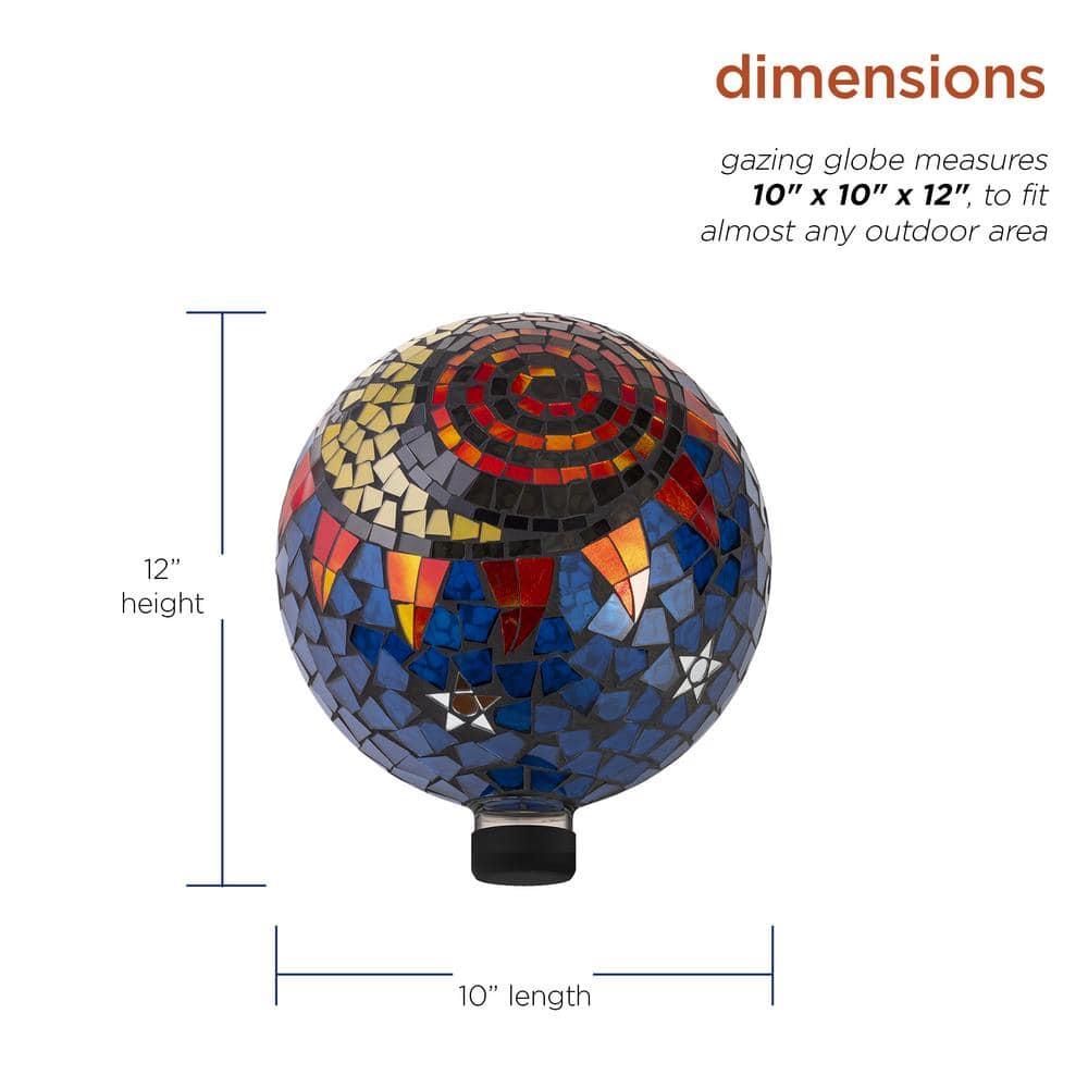 Alpine Corporation 10" Glass Mosaic Sun and Moon Gazing Globe, Multicolor