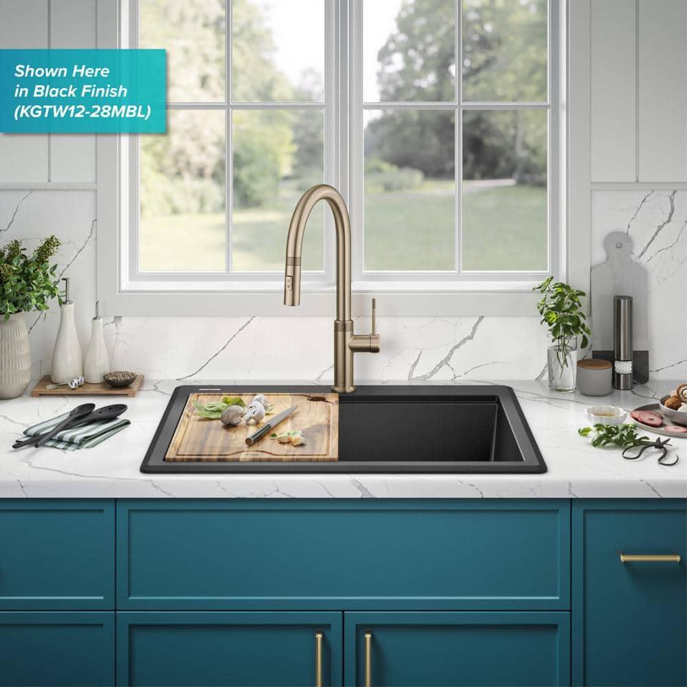KRAUS Bellucci Granite Composite Workstation Drop-In Top Mount Single Bowl Kitchen Sink with Accessories
