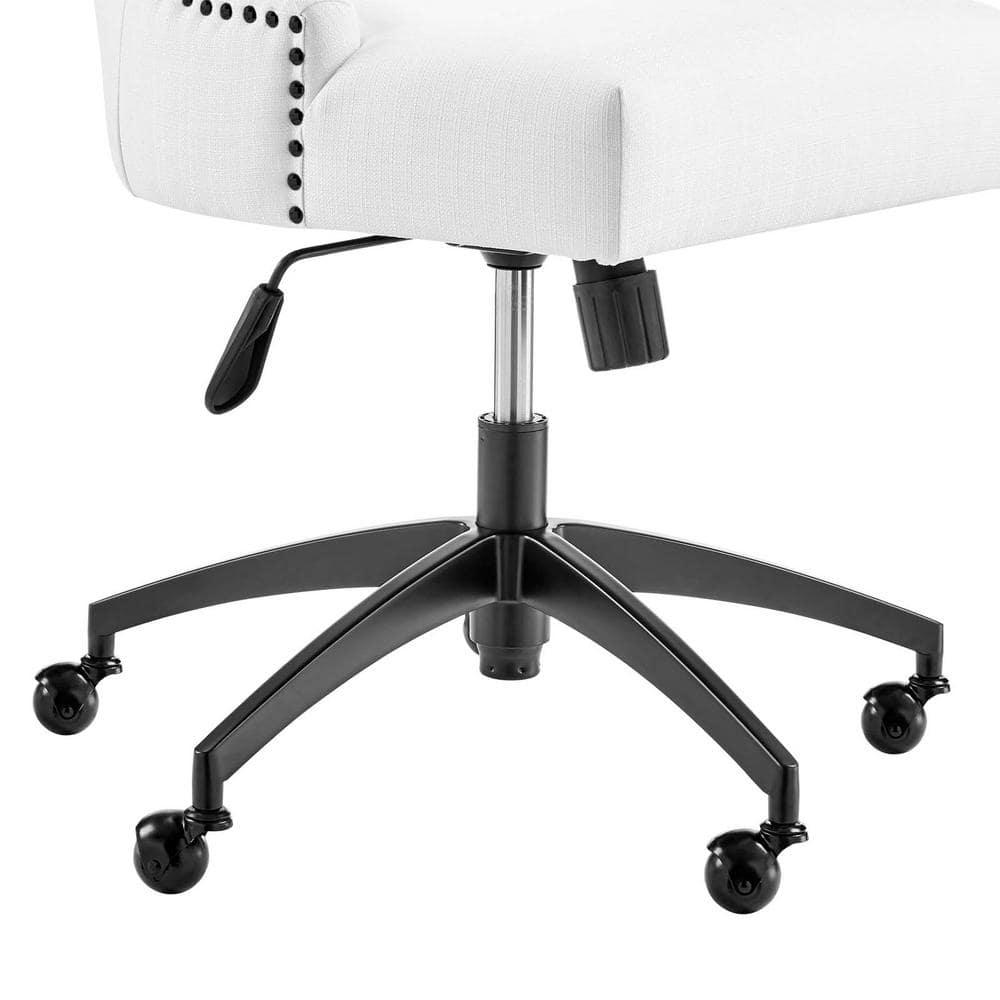 Empower Channel Tufted Fabric Office Chair Black/White - Modway: Armless, with Wheels, Adjustable Height