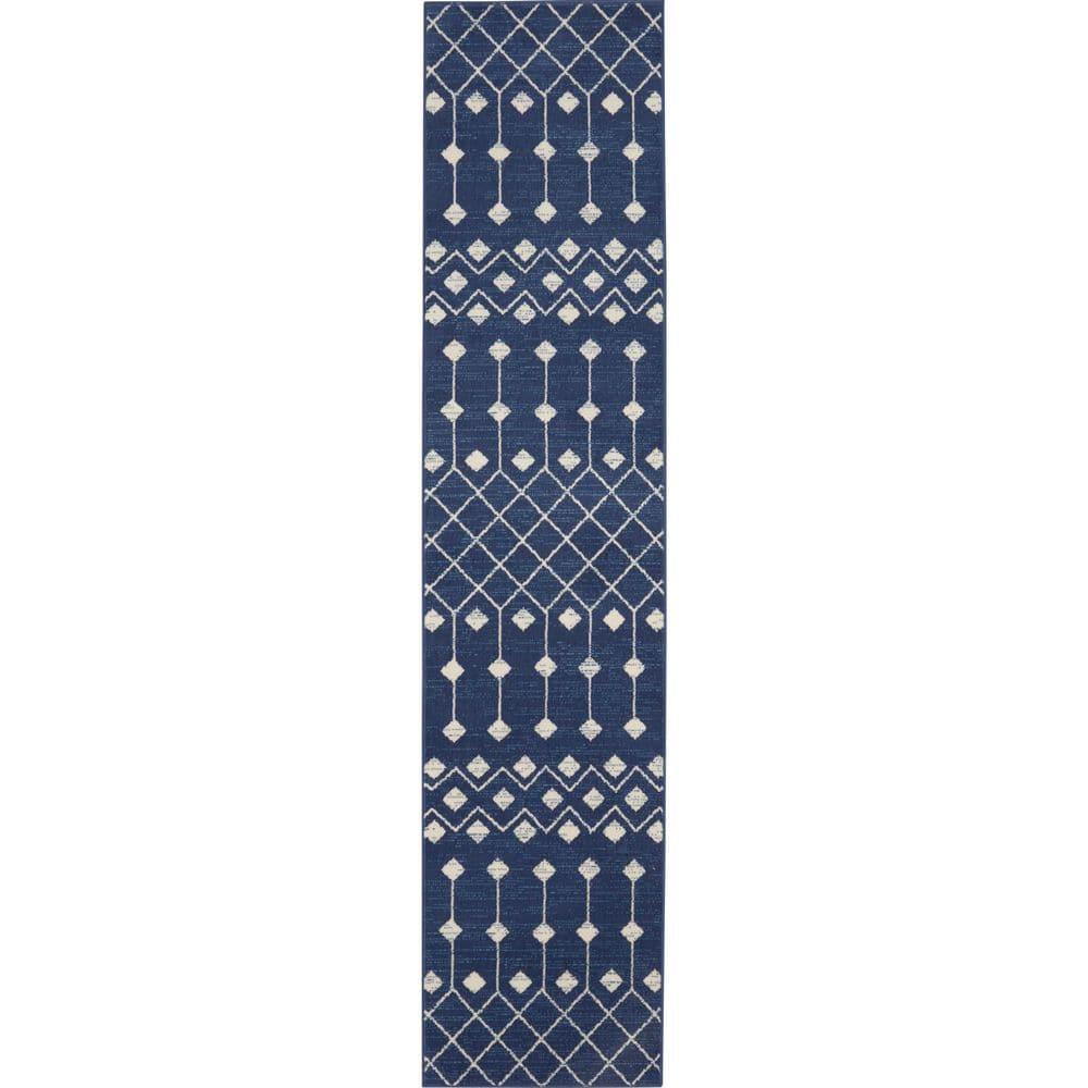 Nourison Grafix GRF37 Indoor Area Rug Navy 2'3" x 12'