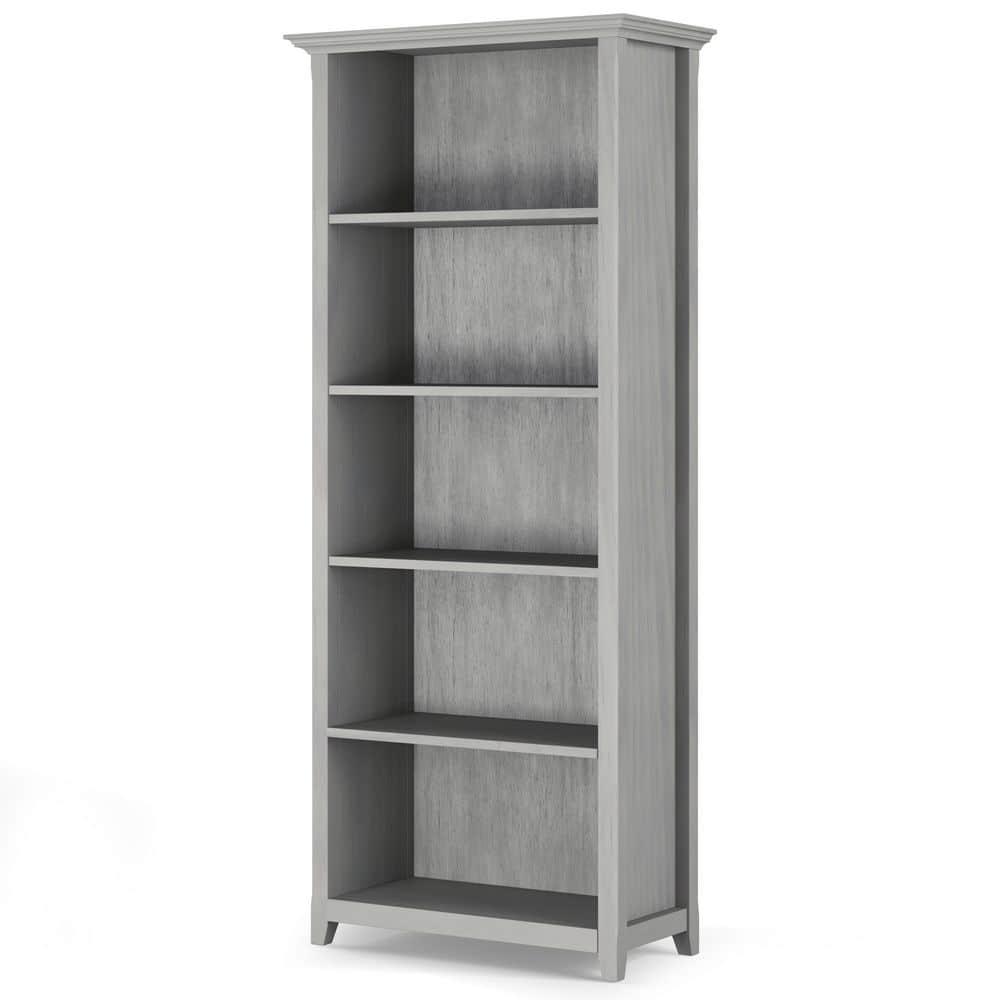 Simpli Home Amherst 30"W Solid Wood 5 Shelf Bookcase with Adjustable Shelves