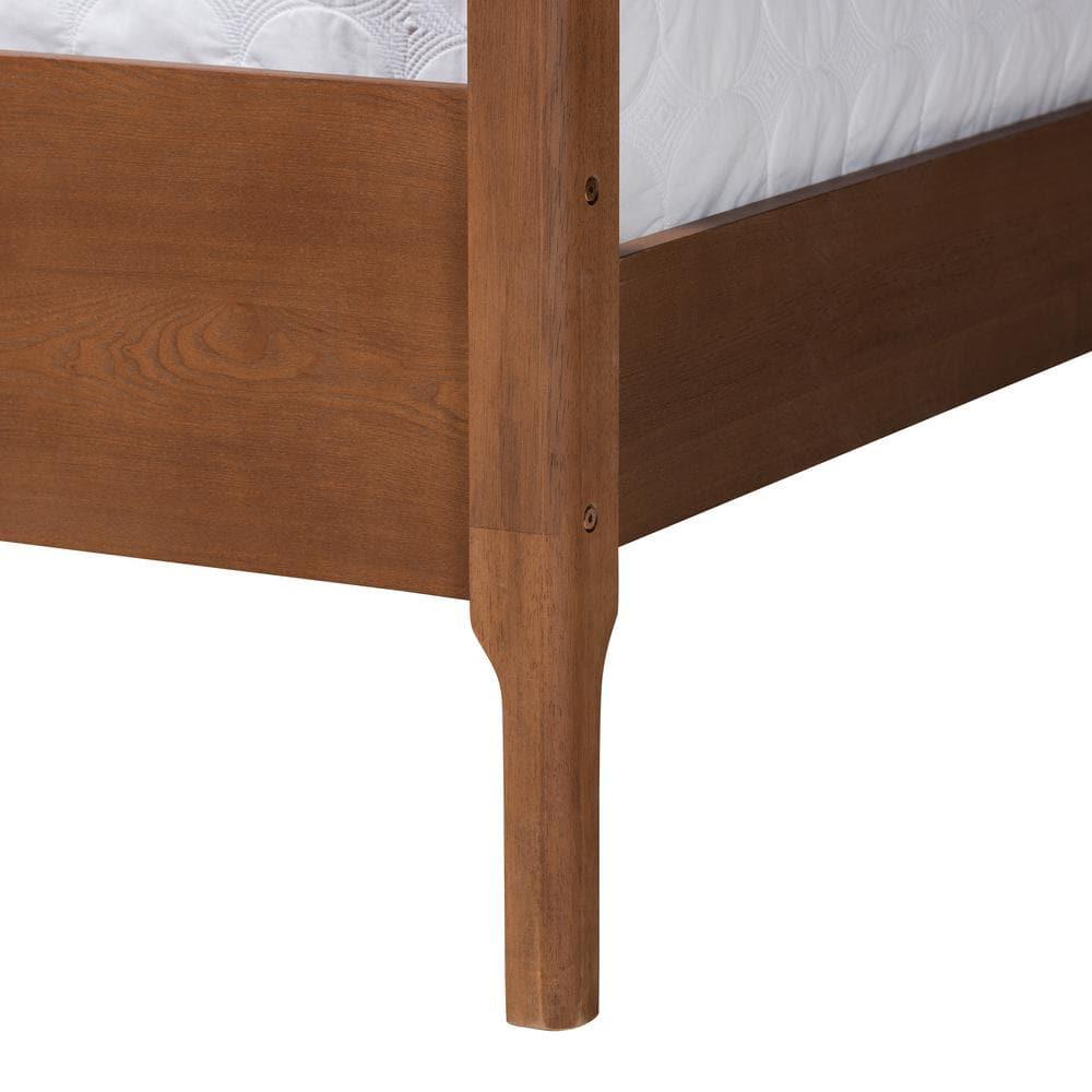 Baxton Studio Roman Ash Walnut Finished Wood Queen Size Canopy Bed