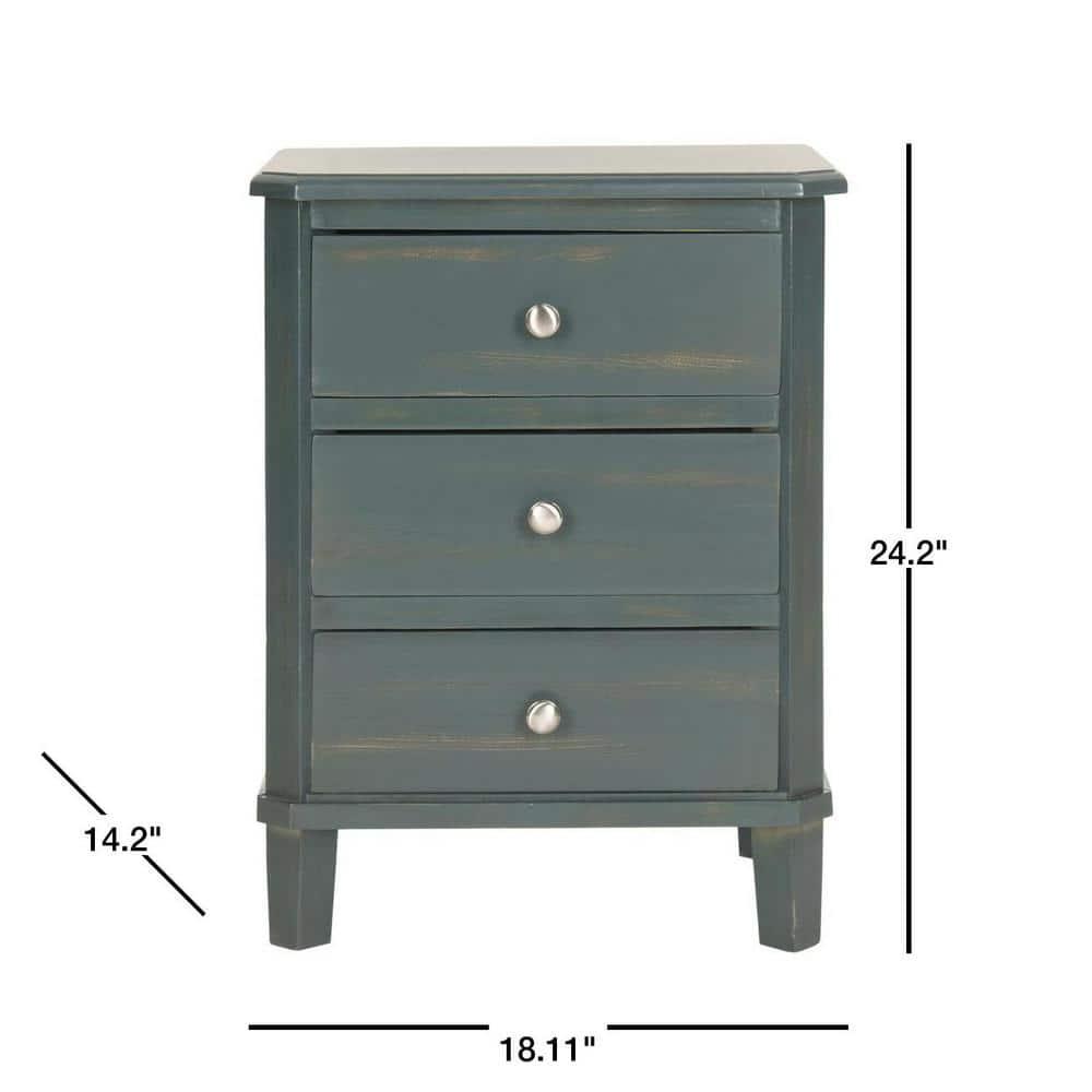 Joe End Table With Storage Drawers- Dark Teal - Safavieh.