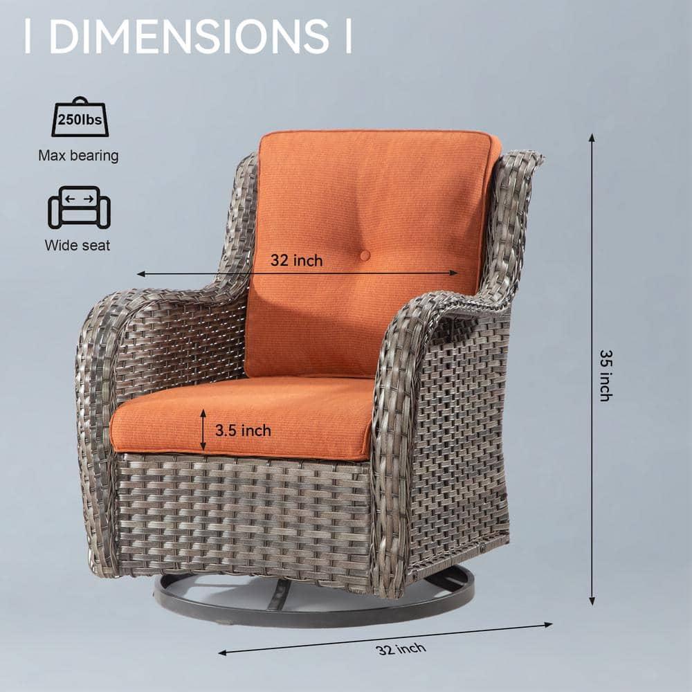 COZYWOR Swivel Wicker Patio Chair with Cushions (Set of 2)