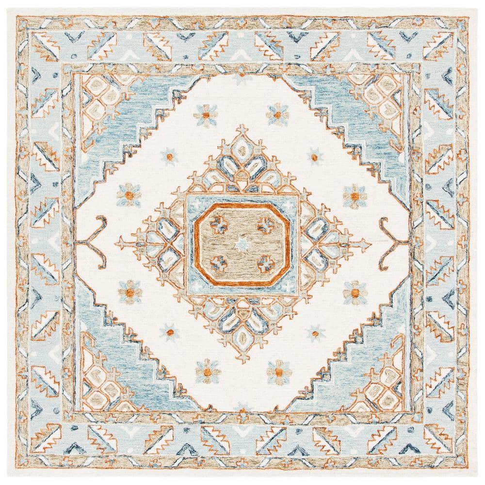Capri CPR209 Hand Tufted Area Rug - Ivory/Rust - 7'x7' - Safavieh.