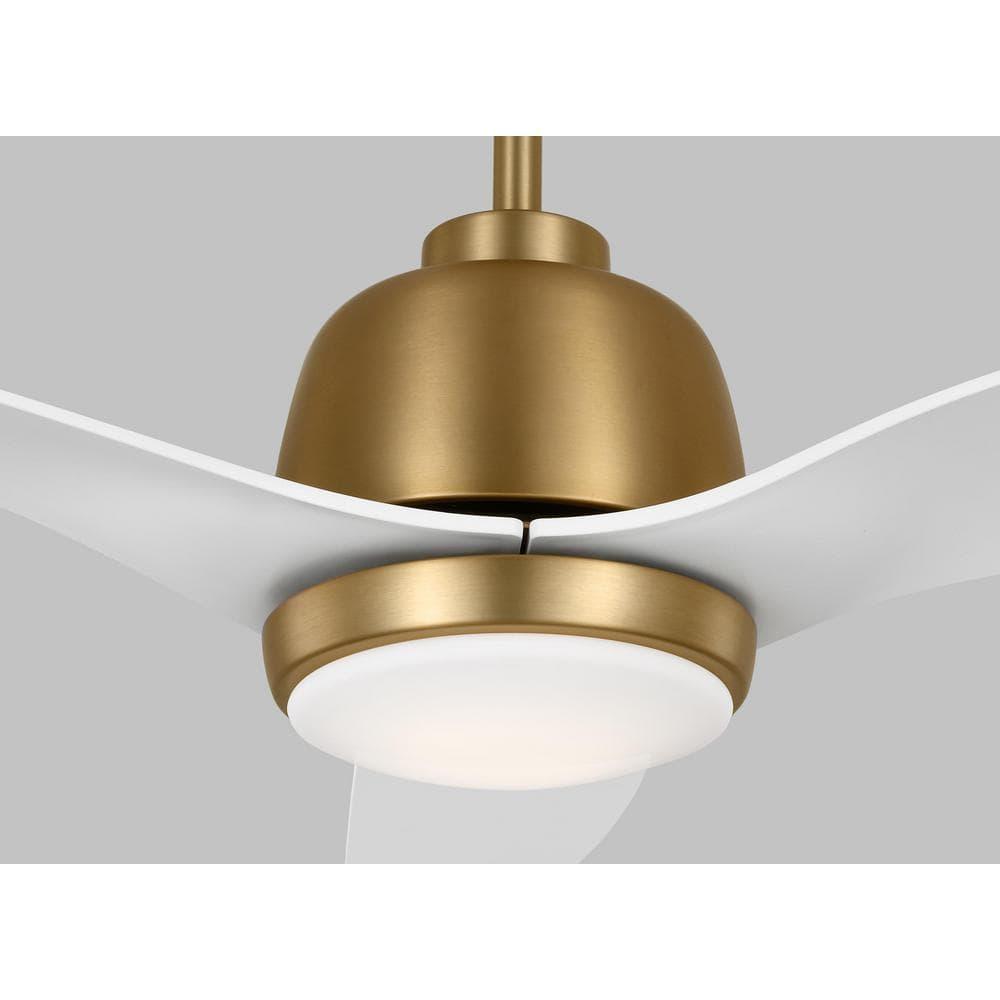Avila 54" Satin Brass Ceiling Fan with Matte White Blades and LED Light