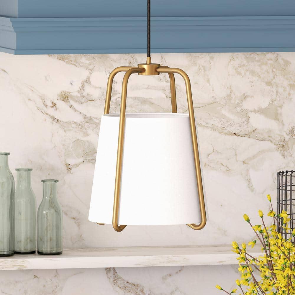 Evelyn&Zoe Mid-Century Modern Fabric and Metal Pendant
