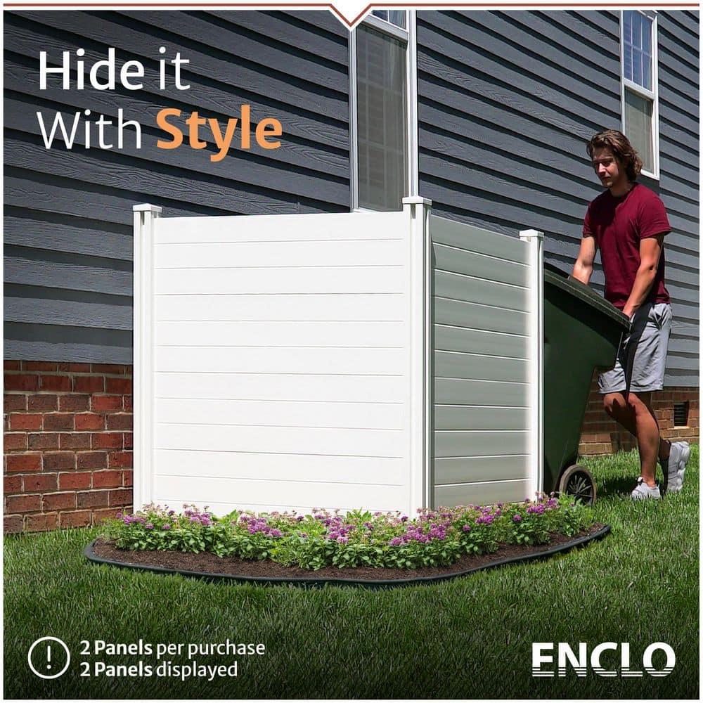 4ft H x 4ft W (2 Panels) No Dig Enclo Premium White Vinyl Privacy Screen, Outdoor Privacy Panels, Use As Air Conditioner Fence, Trash Can Enclosure, Pool Equipment Enclosure, ZP19014