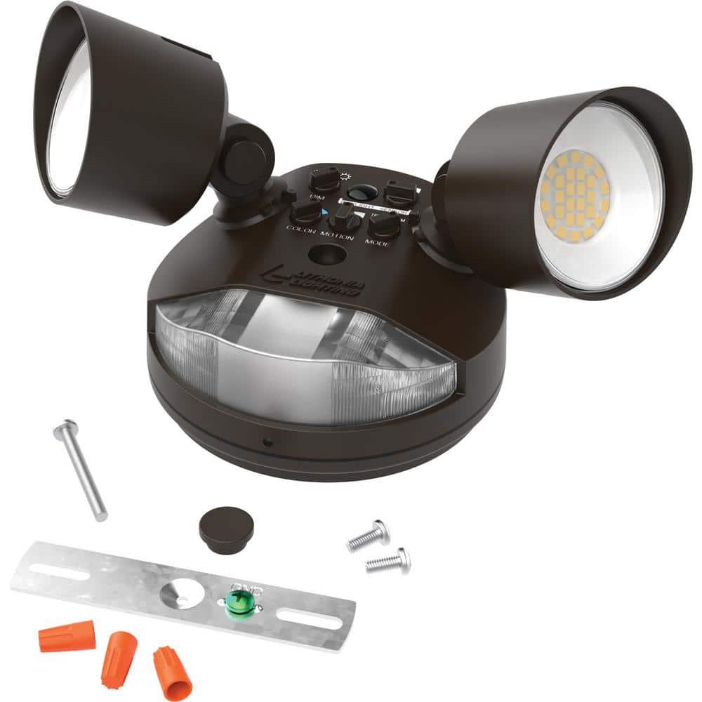 Lithonia Lighting 2 - Head Hardwired Dusk to Dawn Outdoor Security Flood Light with Motion Sensor