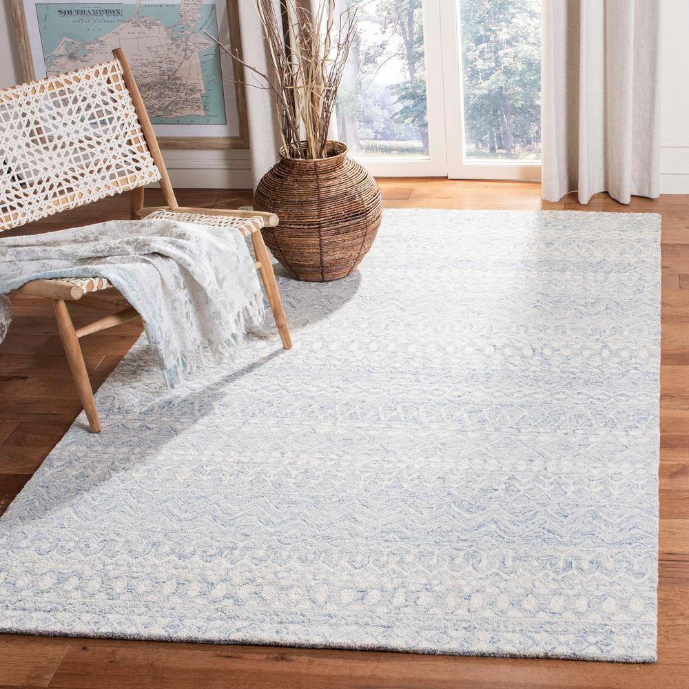 Micro-Loop MLP502 Hand Tufted Indoor Area Rug - Blue/Ivory - 4'x6' - Safavieh