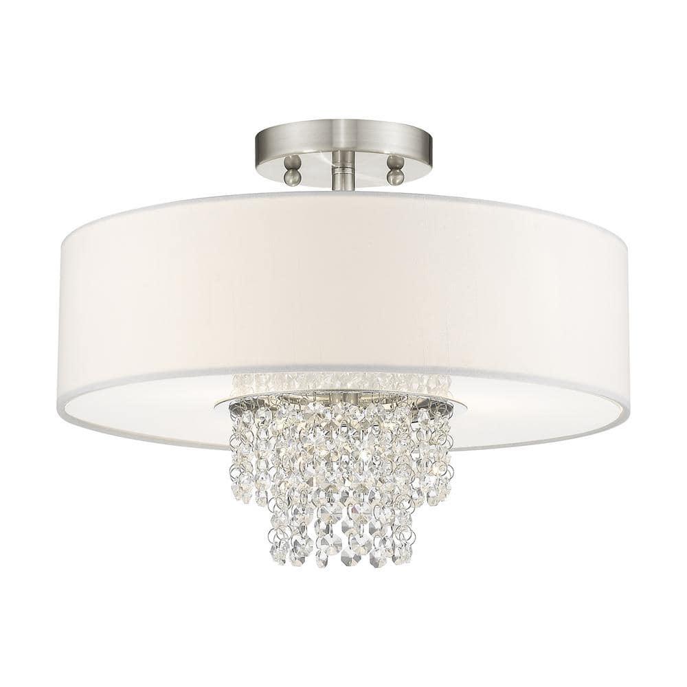 Livex Lighting Carlisle 3 - Light Semi-Flush Mount in  Brushed Nickel