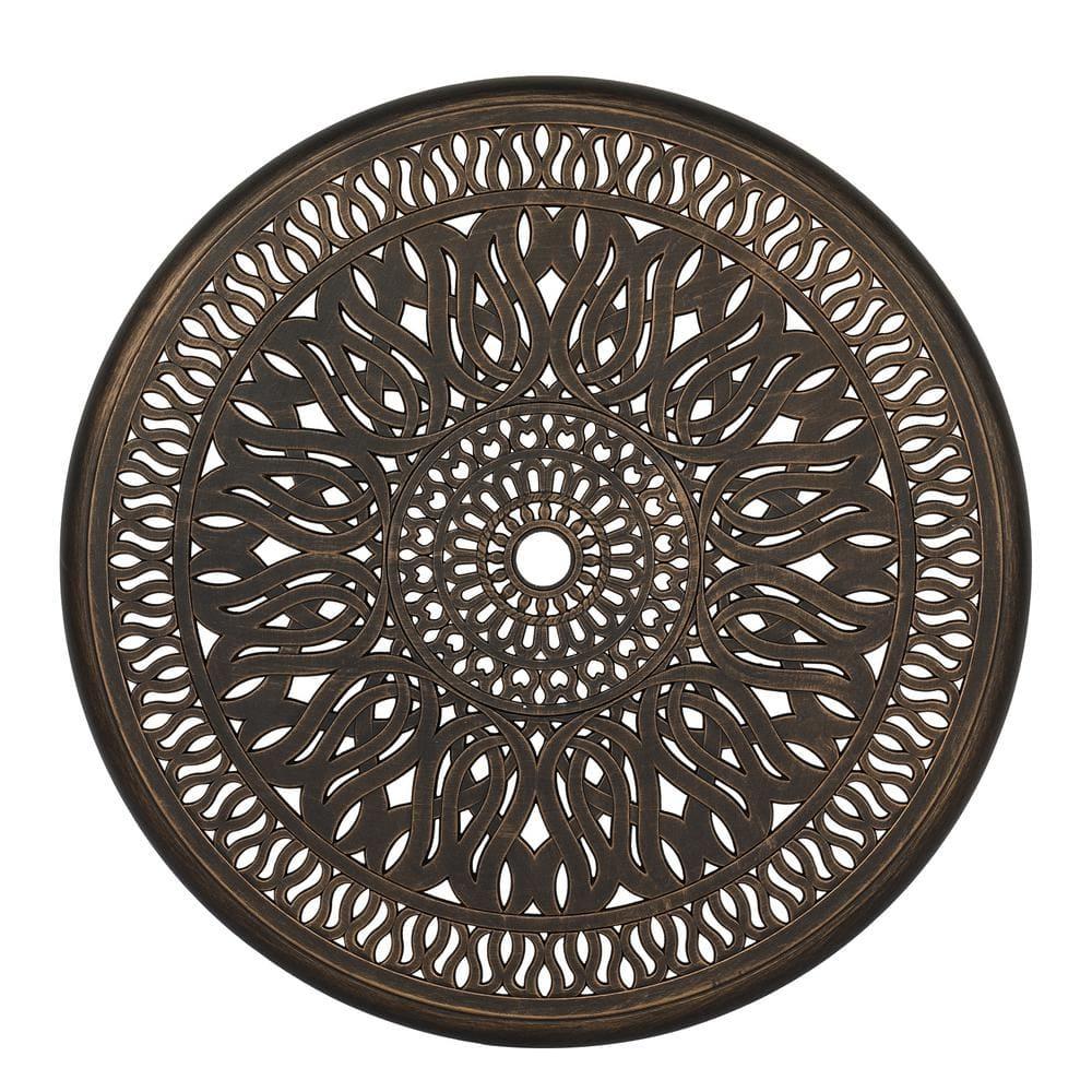 Outdoor Patio Dining Table 35.4 Round Cast Aluminum Table, Weather Resistant - Bronze Color, Perfect for Courtyard Garden Dining