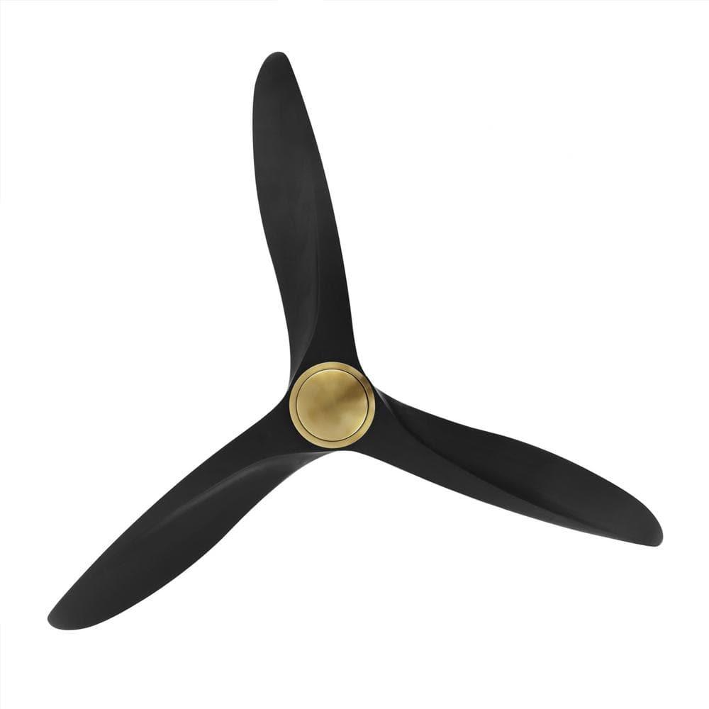 52" Solid Wood 3-Blade Propeller Ceiling Fan with Remote Control Gold/Black