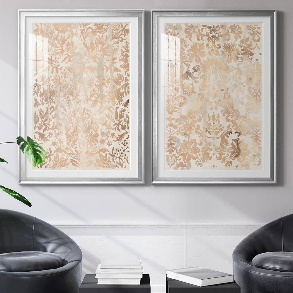 Wexford Home Walnut Damask I Premium Framed Print, 22.5" x 30.5" - Ready to Hang, Silver (Set of 2)