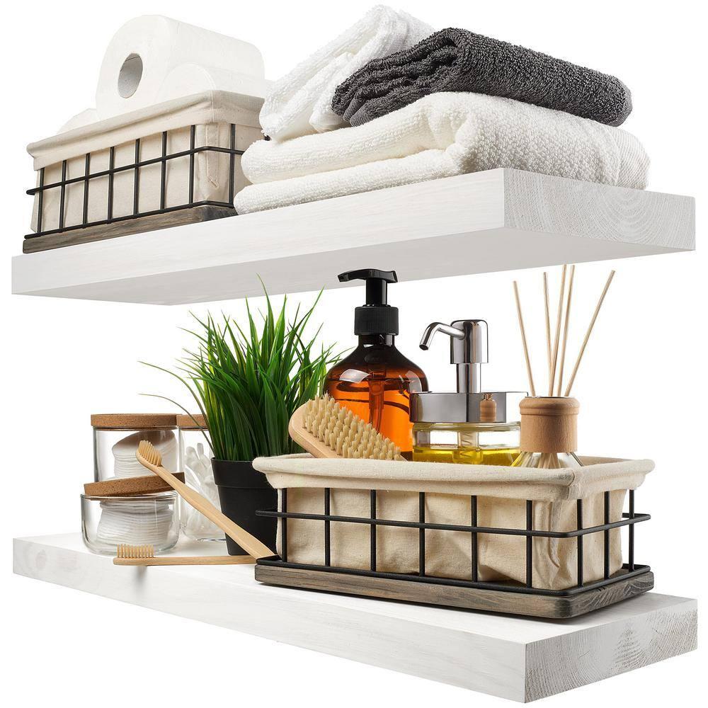 2 Piece Solid Wood Floating Shelf