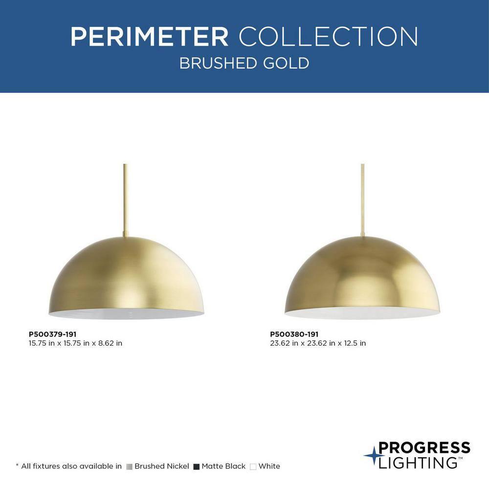 Perimeter Collection One-Light Brushed Gold Mid-Century Modern Pendant with metal Shade