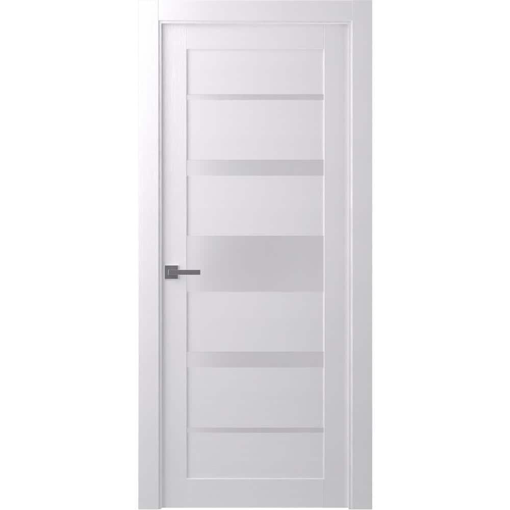 Belldinni Kina No Bore Solid Core 5-Lite Frosted Glass PP Finished Wood Composite Interior Door Slab