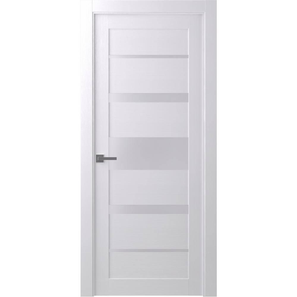Belldinni Kina No Bore Solid Core 5-Lite Frosted Glass PP Finished Wood Composite Interior Door Slab