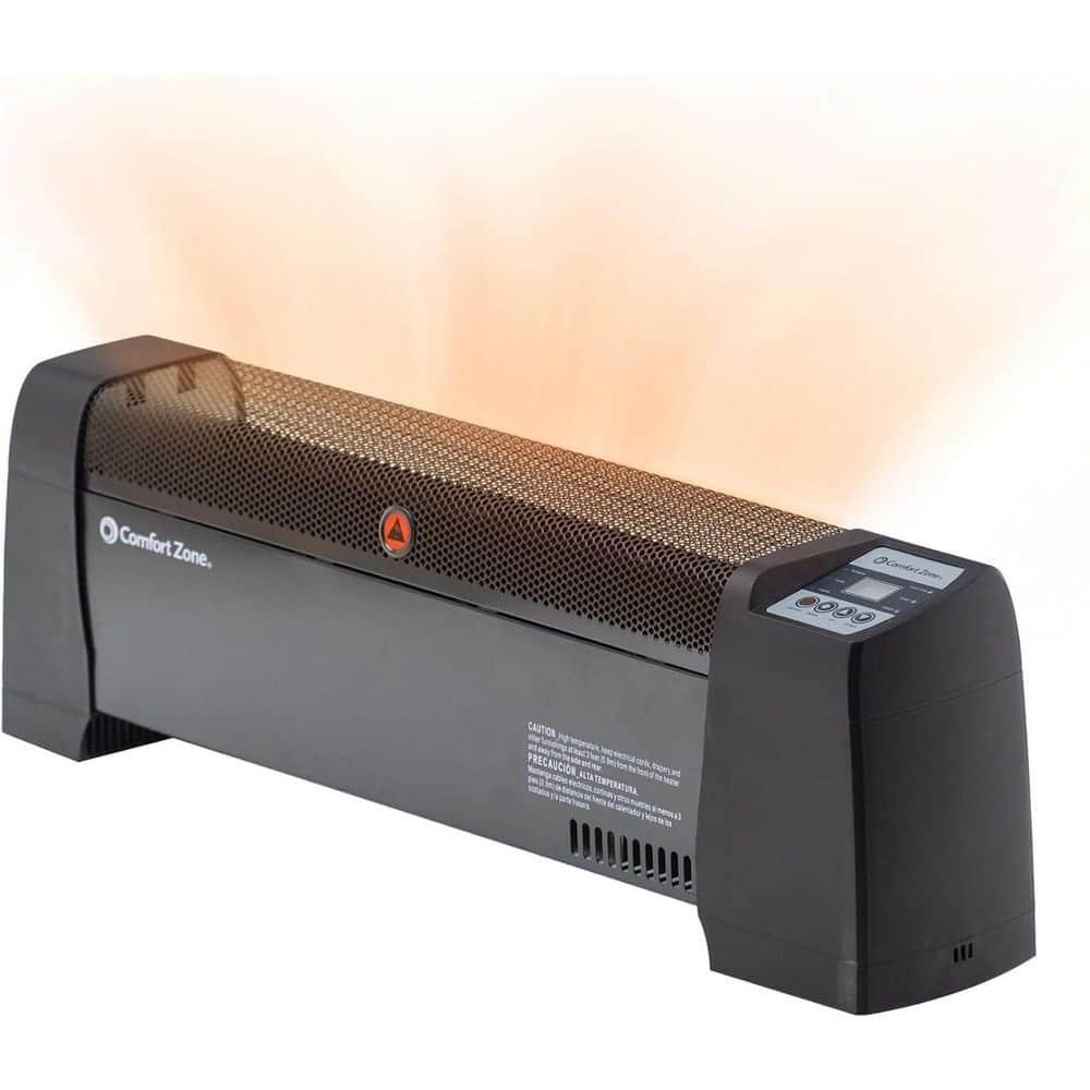Comfort Zone Digital Baseboard Space Heater with Thermostat, Black