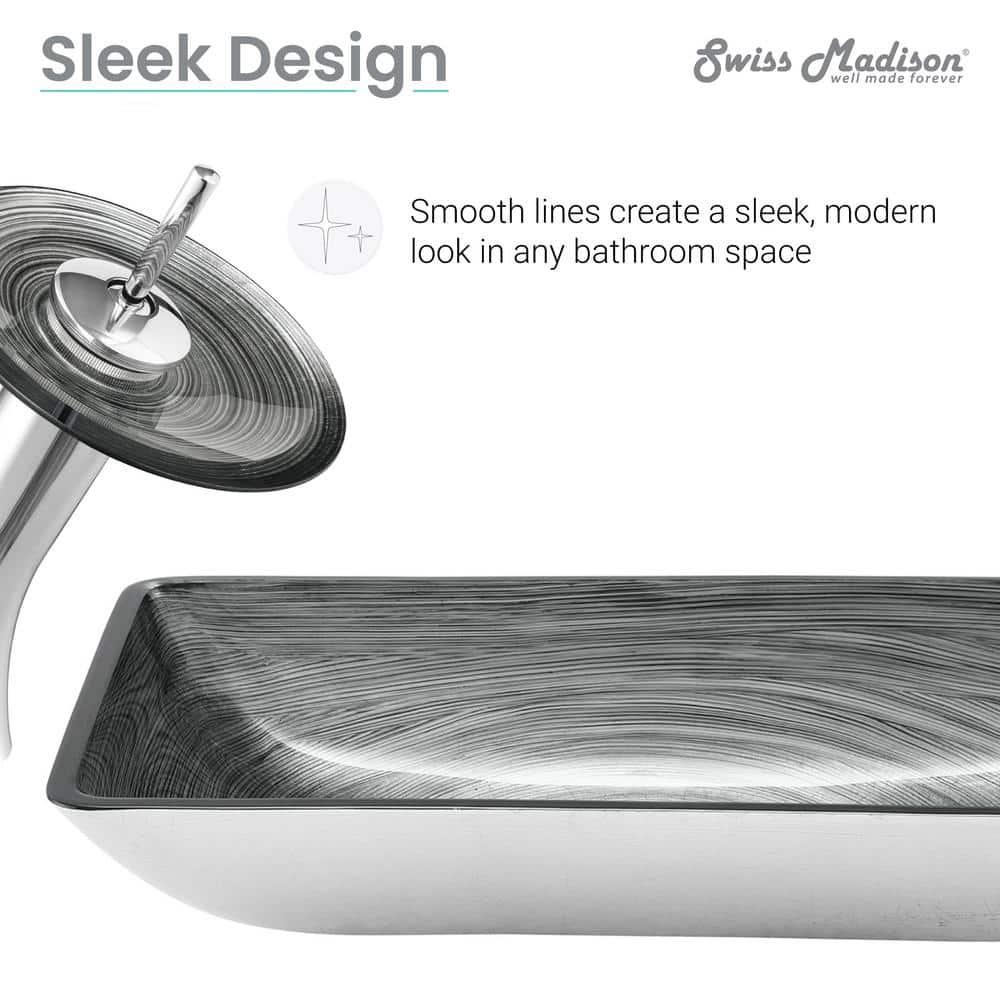 Cascade Rectangular Glass Vessel Sink with Faucet