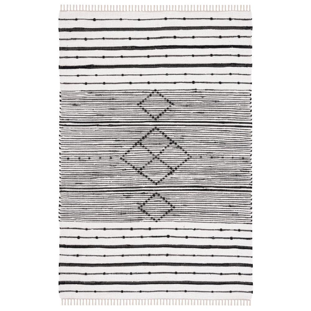 Striped Kilim STK204 Hand Woven Area Rug - Ivory/Black - 3'x5' - Safavieh.