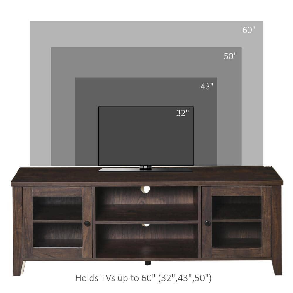 HOMCOM Modern TV Stand, Entertainment Center with Shelves and Cabinets for Flatscreen TVs up to 60" for Bedroom, Living Room, Coffee