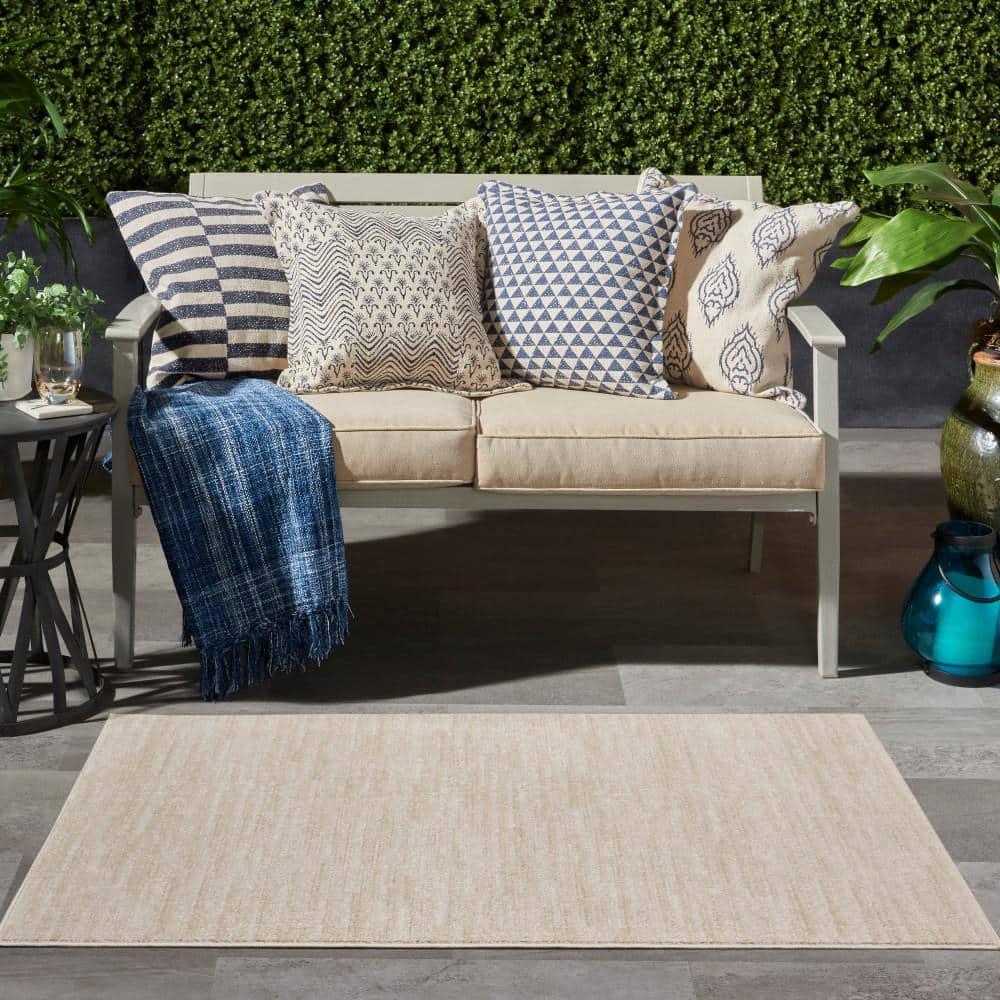 Nourison Essentials Easy Care Indoor Outdoor Area Rug - Ivory Beige 3' x 5'