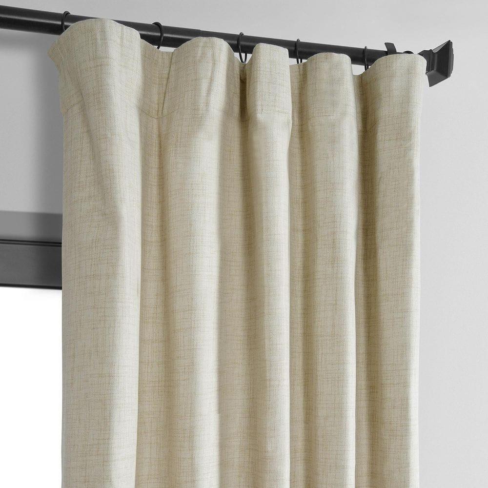 Natural Light Beige Vintage Thermal Cross Linen Weave Blackout Curtain (1 Panel), Natural Light Beige, 50W X 108L