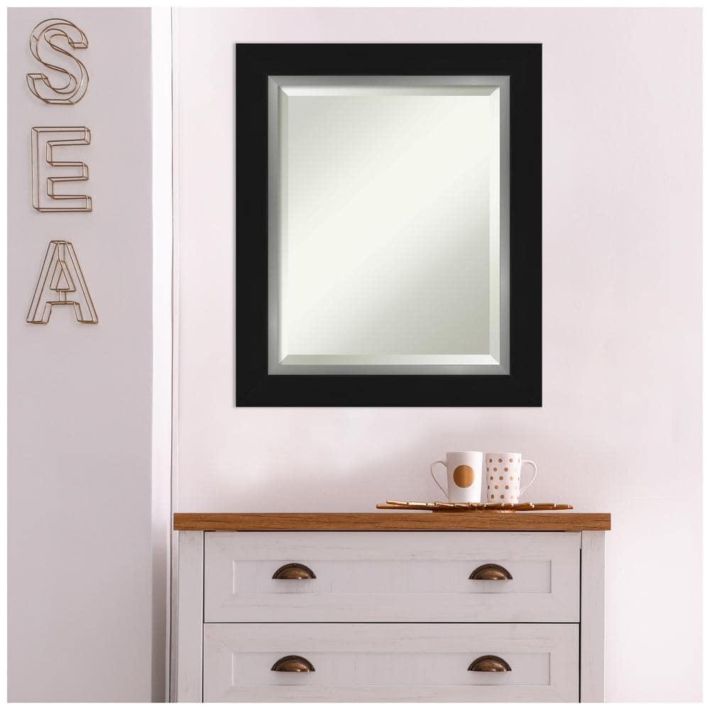 Amanti Art Eva Black Silver Framed Wall Mirror - 21.38 x 25.38 in