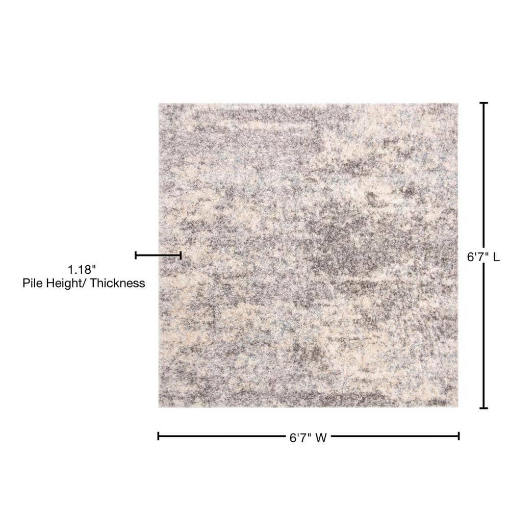 Berber Shag BER219 Power Loomed Area Rug - Grey/Cream - 6'7" X 6'7" Square - Safavieh.
