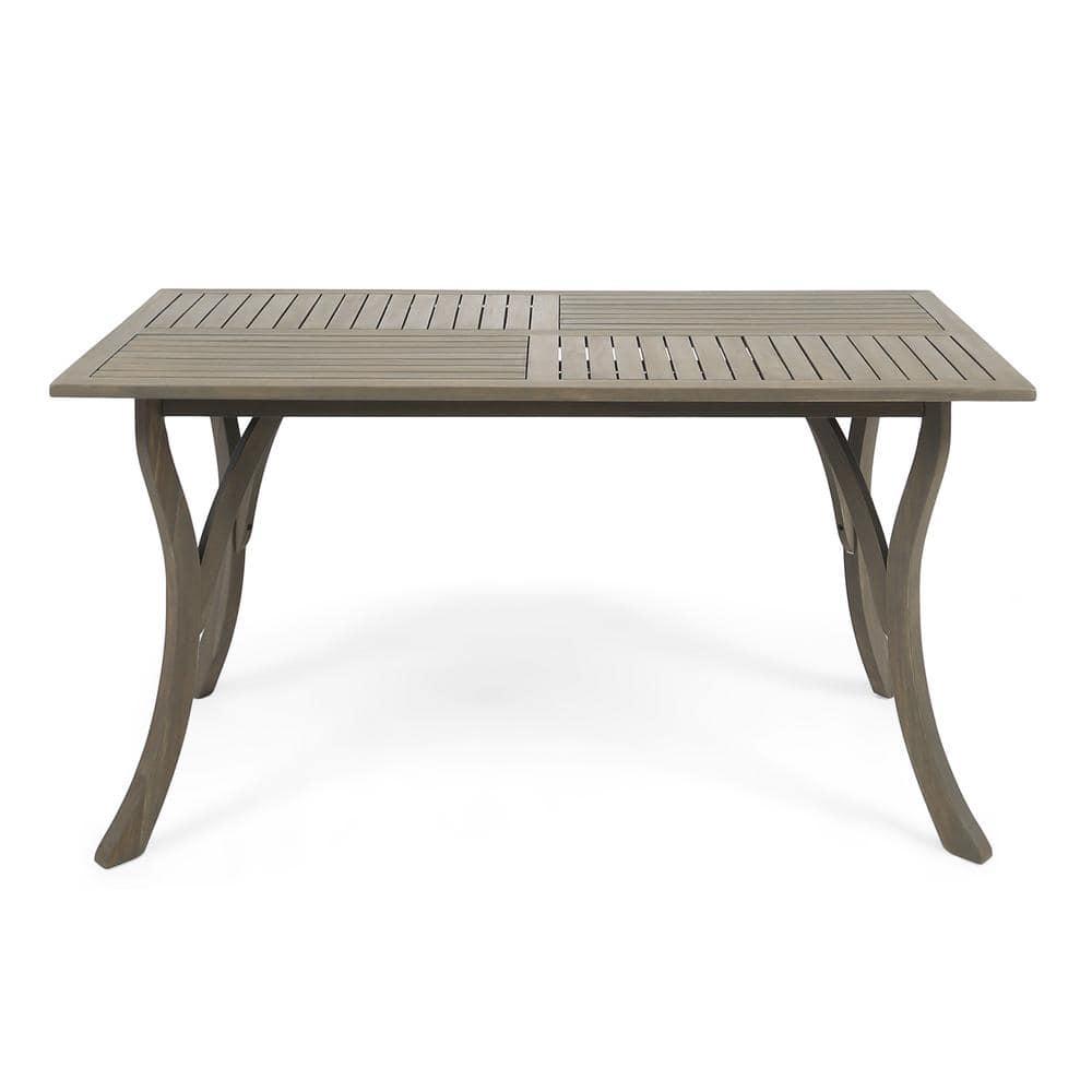Skye Outdoor Acacia Wood Rectangular Dining Table, Gray