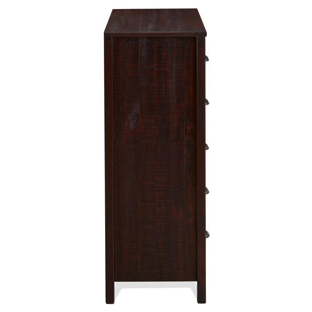 Camaflexi Baja 5 Drawer Chest Wooden Night Stand Bedroom Dresser Storage Cabinet, Walnut