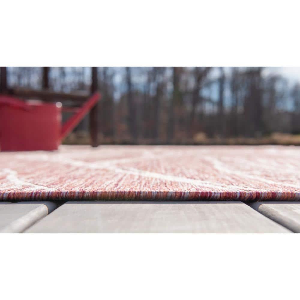 Unique Loom 9' 0 x 12' 2 Rectangle Indoor/Outdoor Botanical Rust Red Area Rug