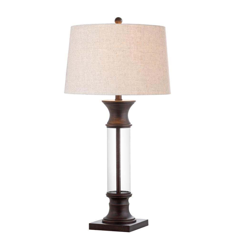 JONATHAN Y Hunter 32" Metal/Glass LED Table Lamp, Bronze (Set of 2)