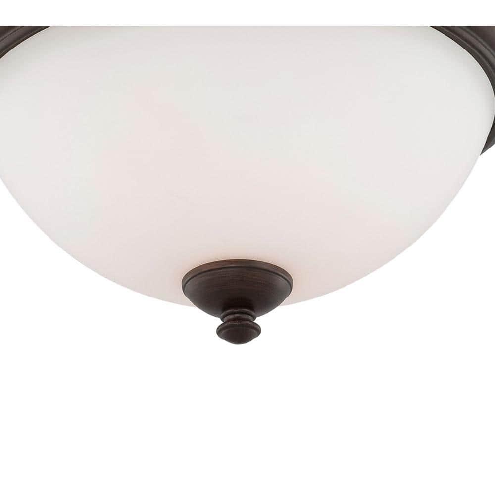 Prairie Bronze 15.75" Frosted Glass Flush Dome Light