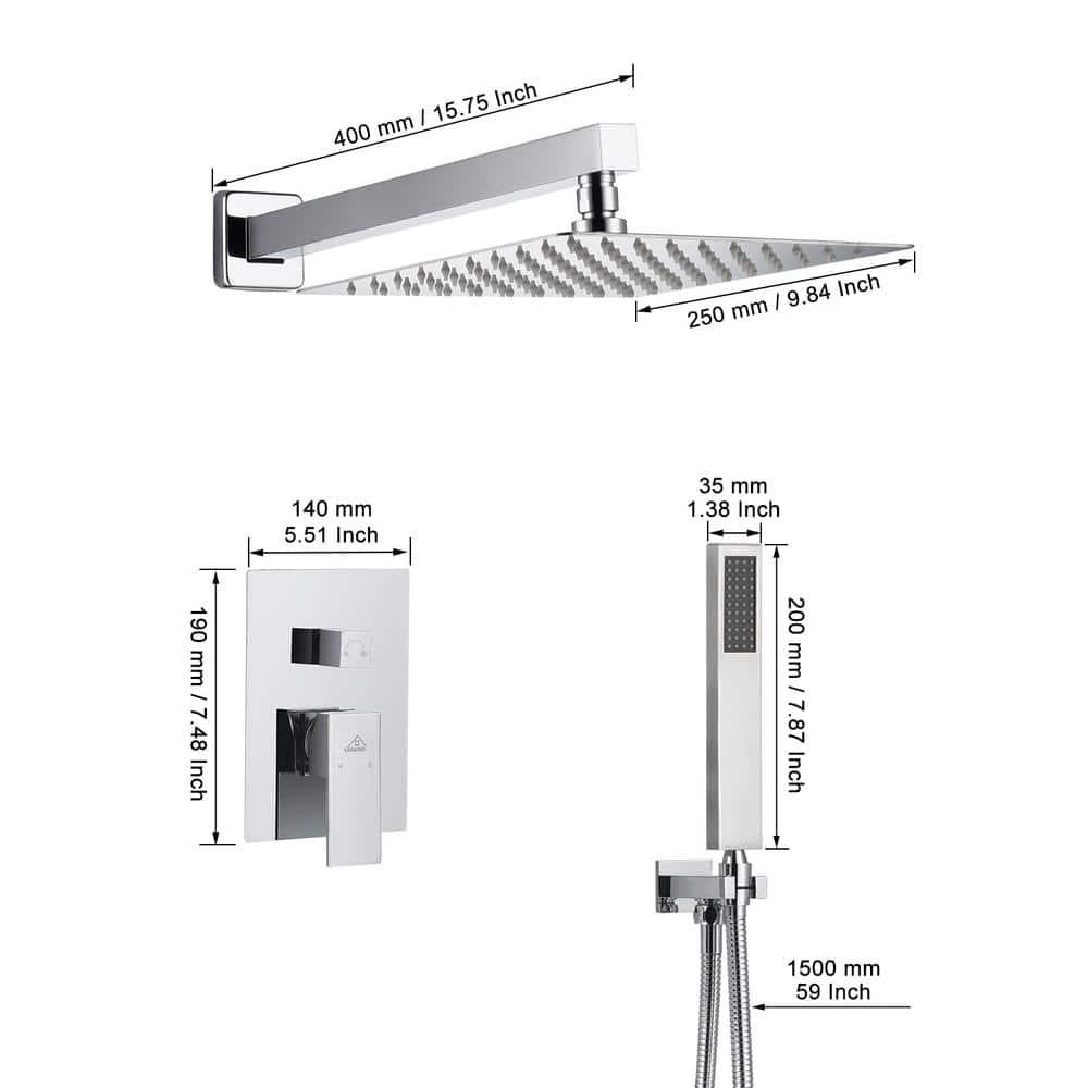 CASAINC 10" Wall Mounted Dual Shower Heads Shower Valve Trim System Kit
