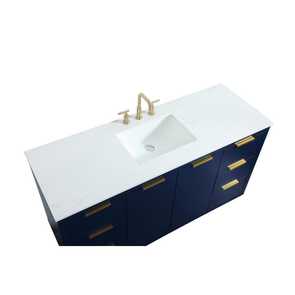 Elegant Decor Blake 60" Aluminum Alloy MDF Single Bathroom Vanity in Blue