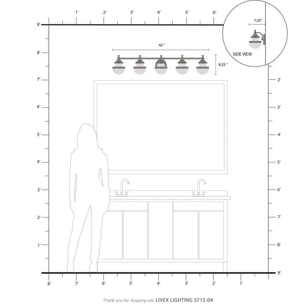 Livex Lighting Oldwick 5 - Light Vanity in  Black