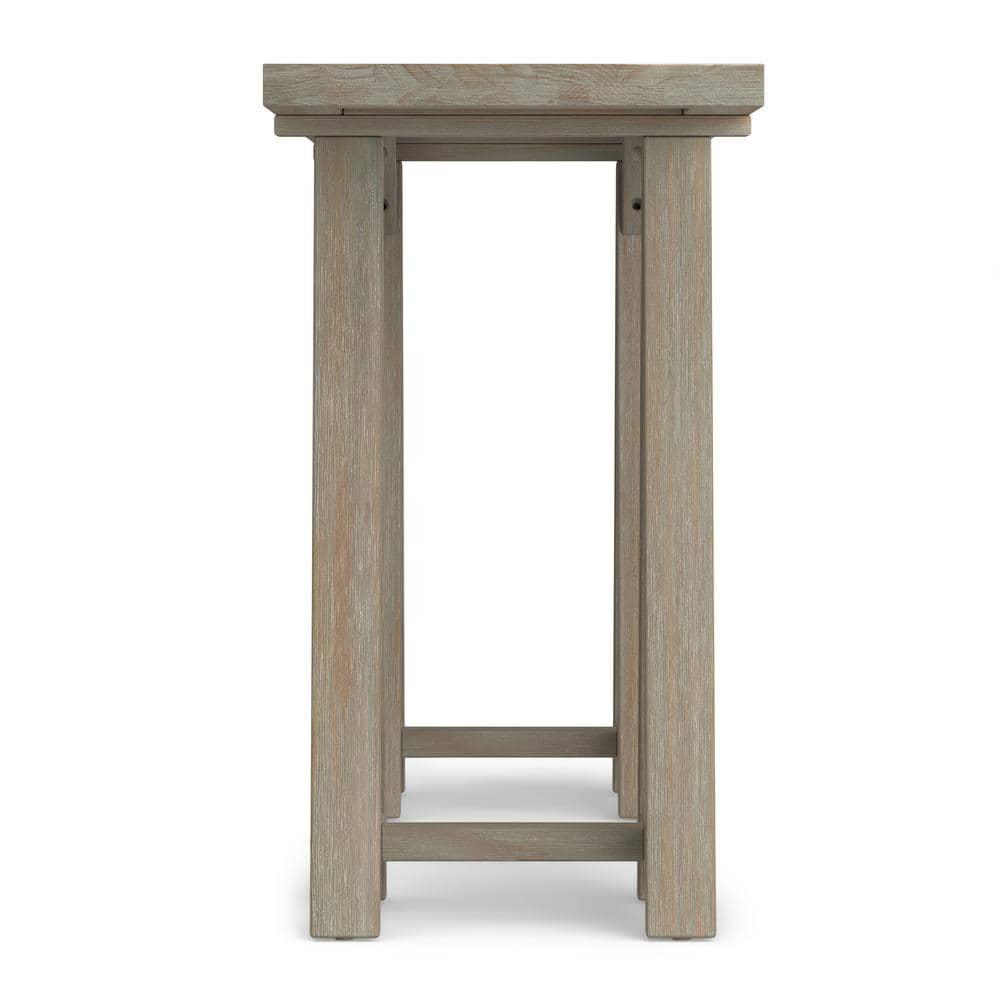 Simpli Home Sawhorse Solid Wood Wide Console Sofa Table In Distressed Grey
