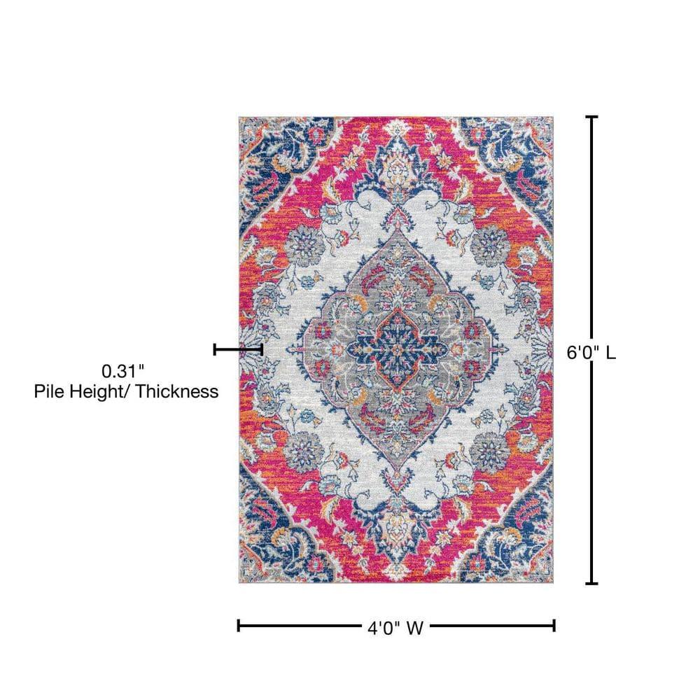 JONATHAN Y Bohemian FLAIR Boho Vintage Medallion Blue/Multi 4 ft. x 6 ft. Area Rug