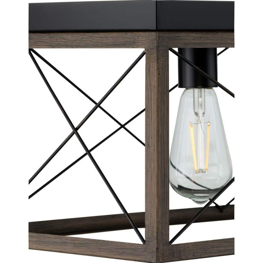 Progress Lighting Briarwood 5-Light Linear Chandelier, Antique Bronze, Faux-Painted Wood Enclosure